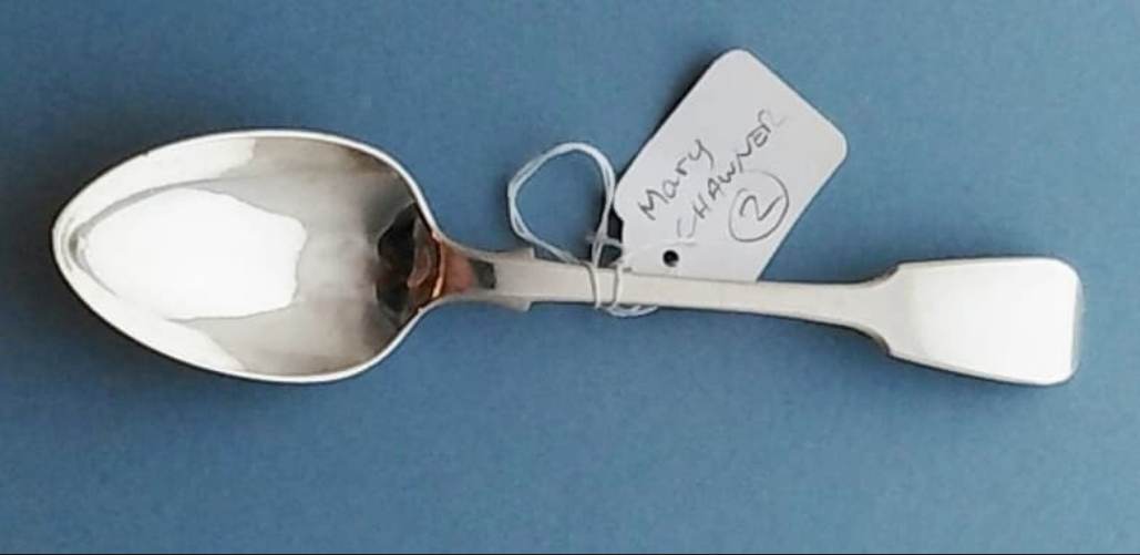 2. 1840 Mary Chawner Sterling Silver Fiddle Back Spoon